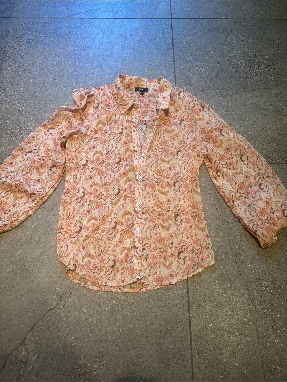 Mexx Girls' Paisley Button-Up Shirt - Pink & Cream